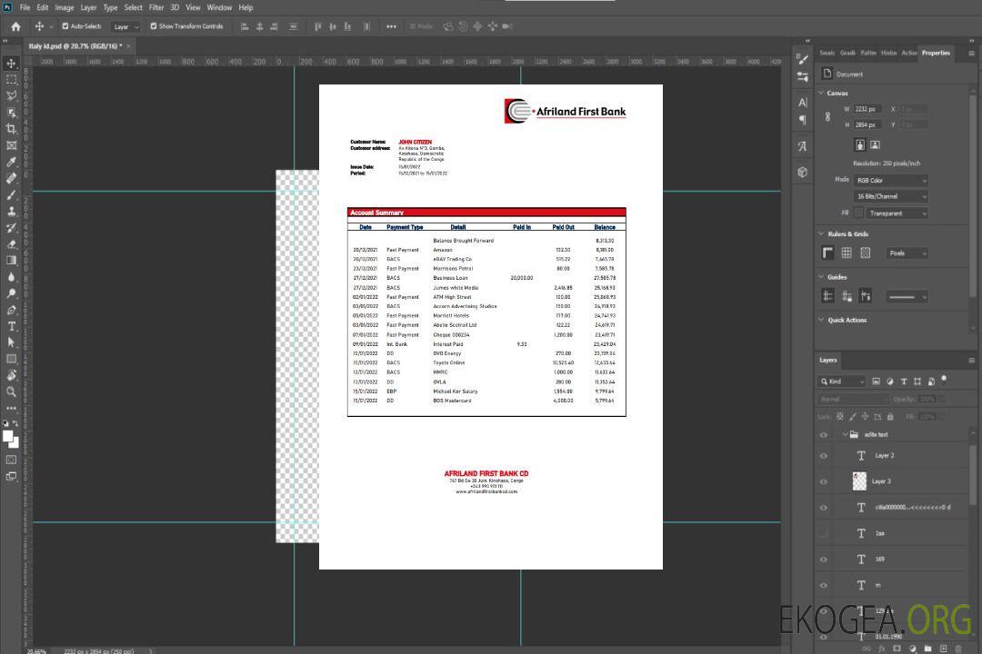 Modèle de relevé bancaire Congo Afriland First, format Word et PDF template Modèle de relevé bancaire Congo Afriland First, format Word et PDF template